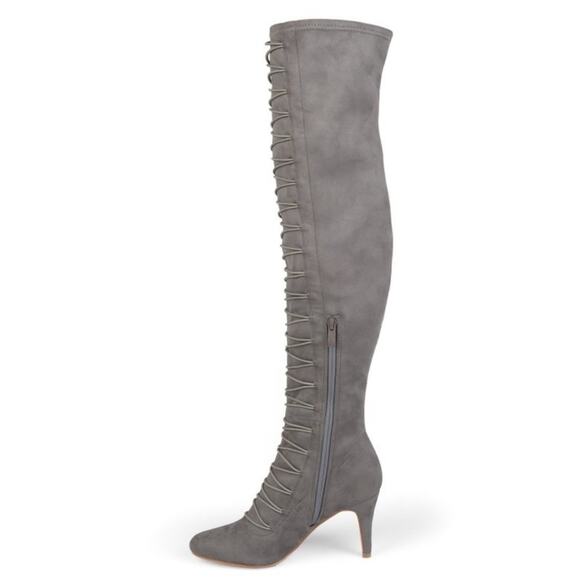 NEW Journey Collection Women’s Trill Round Toe Over The Knee Boots - Grey Size 6 - Picture 2 of 8